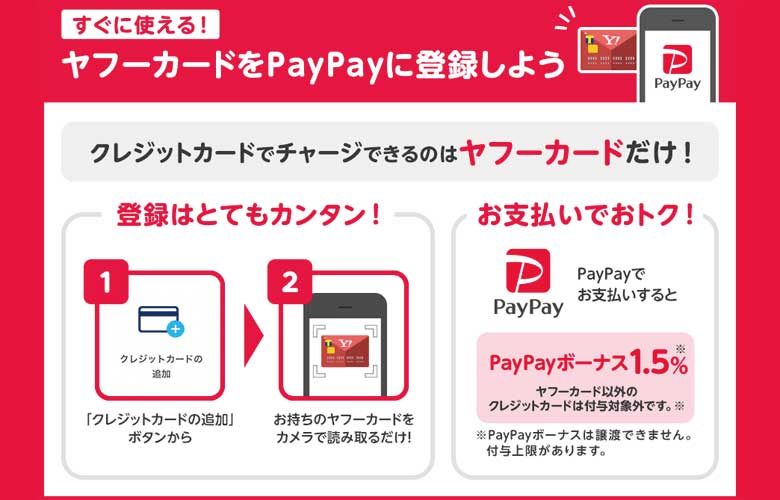 PayPayにヤフーカードを登録しよう。クレカでチャージできるのは、ヤフーカードだけ！